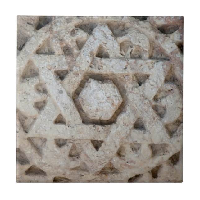Azulejo De Cerâmica Velha estrela de David esculpindo Israel (Frente)