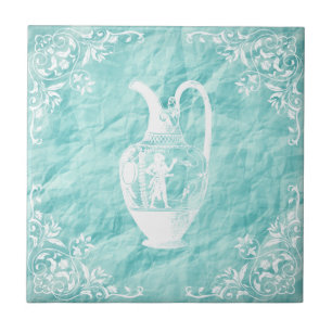 Azulejo De Cerâmica Velha Turquesa Jar