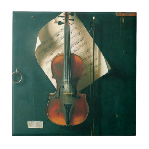 Azulejo De Cerâmica Velha Violino - Vida Estática por William Michael