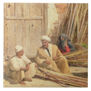 Azulejo De Cerâmica Vendedores do cana-de-açúcar, Egipto, 1892 (óle