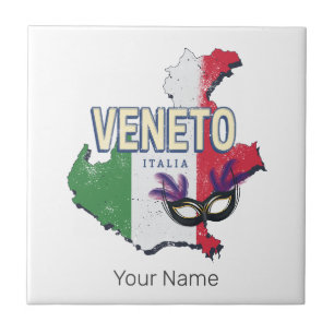 Azulejo De Cerâmica Veneto Itália Retro Região Mapa Vintage Souvenir