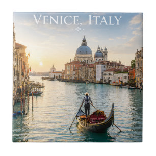 Azulejo De Cerâmica Veneza Itália Grande Canal Gôndola Pôr do Sol