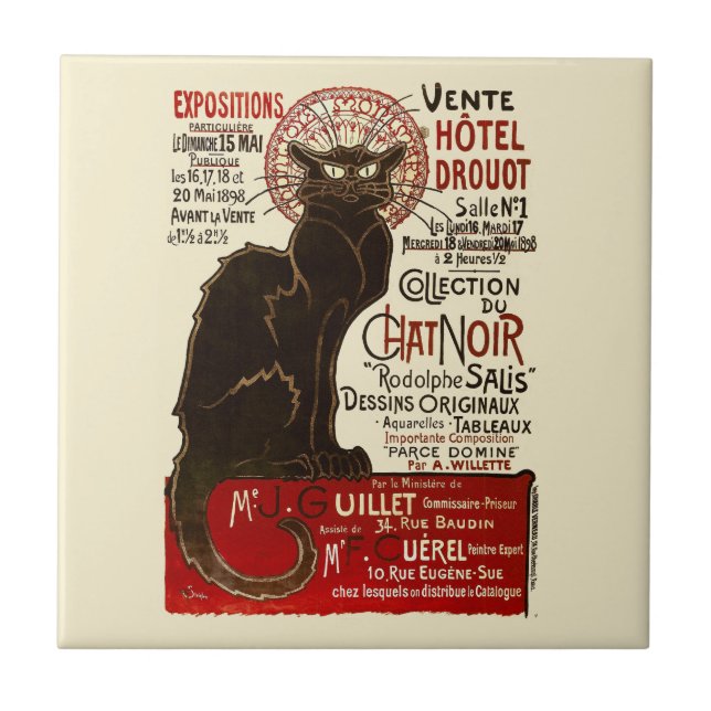 Azulejo De Cerâmica Vente Hôtel Drouot, Théophile-Alexandre Steinlen (Frente)