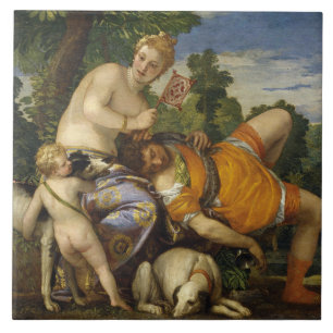 Azulejo De Cerâmica Vênus e Adonis (por Paolo Veronese)