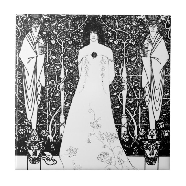 Azulejo De Cerâmica Vênus Entre Deuses Terminais Por Aubrey Beardsley (Frente)