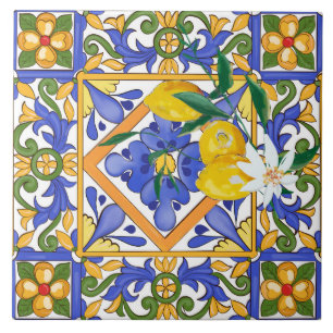 Azulejo De Cerâmica Verão,citrinos,Sicília,estilo mediterrânico,limão,