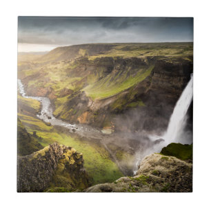 Azulejo De Cerâmica Verão da cachoeira   de Haifoss em Islândia
