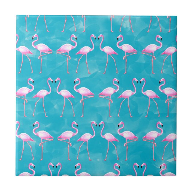Azulejo De Cerâmica Verão de Flamingos Rosa (Frente)