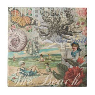 Azulejo De Cerâmica verão praia vintage polvo antiguidades navegação