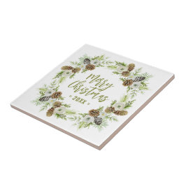 Azulejo De Cerâmica Verdadeira Floral Verde Pinheiros