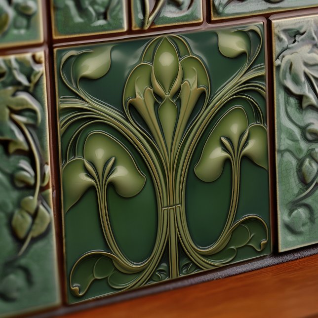 Azulejo De Cerâmica Verdant Vines: Art Nouveau Revival (Criador carregado)