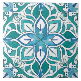 Azulejo De Cerâmica Verde azul mediterrânico decorativo