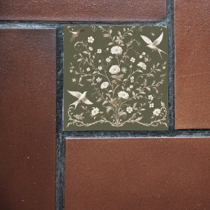 Azulejo De Cerâmica verde botânico