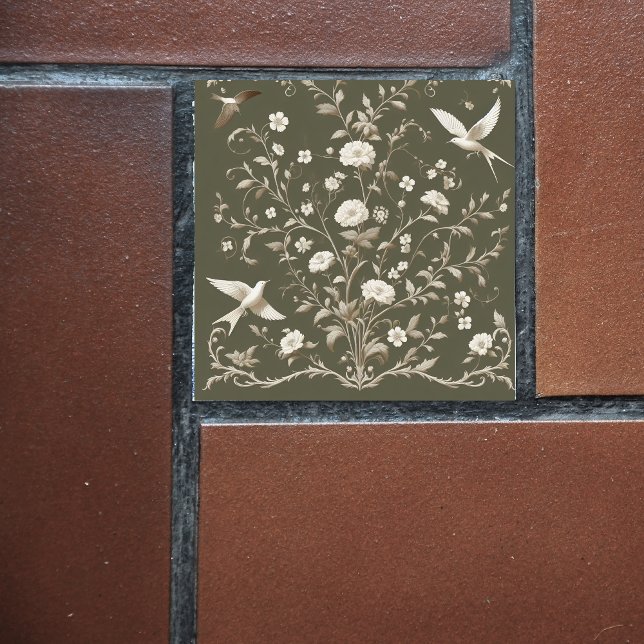 Azulejo De Cerâmica verde botânico (Criador carregado)