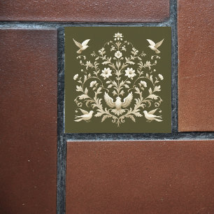 Azulejo De Cerâmica verde botânico