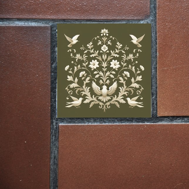 Azulejo De Cerâmica verde botânico (Criador carregado)