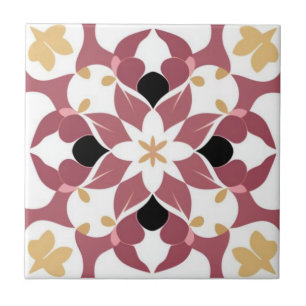 Azulejo De Cerâmica Verde branco, amarelo e rosa escuro