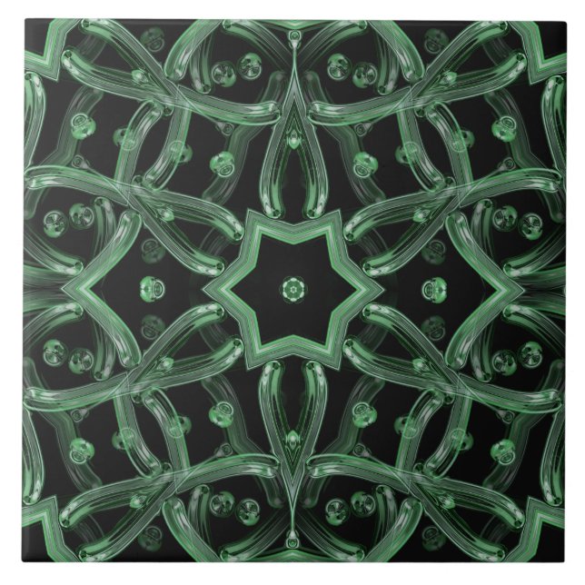 Azulejo de Cerâmica Verde Decorativa Moderna e Per (Frente)