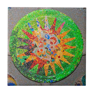 Azulejo De Cerâmica Verde do detalhe de Gaudi