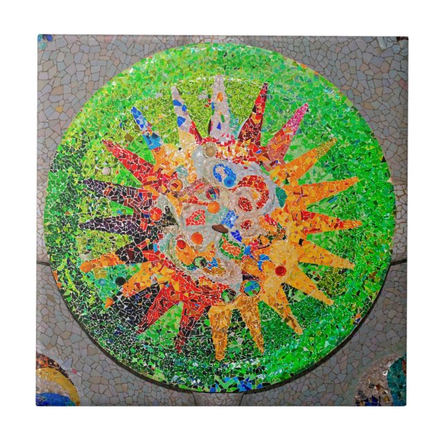 Azulejo De Cerâmica Verde do detalhe de Gaudi (Frente)