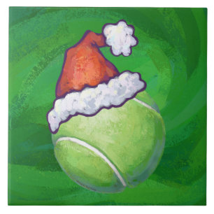 Azulejo De Cerâmica Verde do Natal da bola de tênis