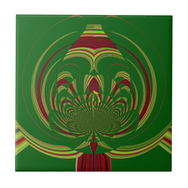 Azulejo De Cerâmica Verde Floral (Frente)