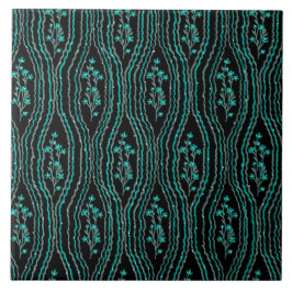 Azulejo De Cerâmica Verde Floral e Preto