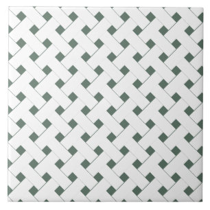 Azulejo De Cerâmica verde-sage treliça geométrica