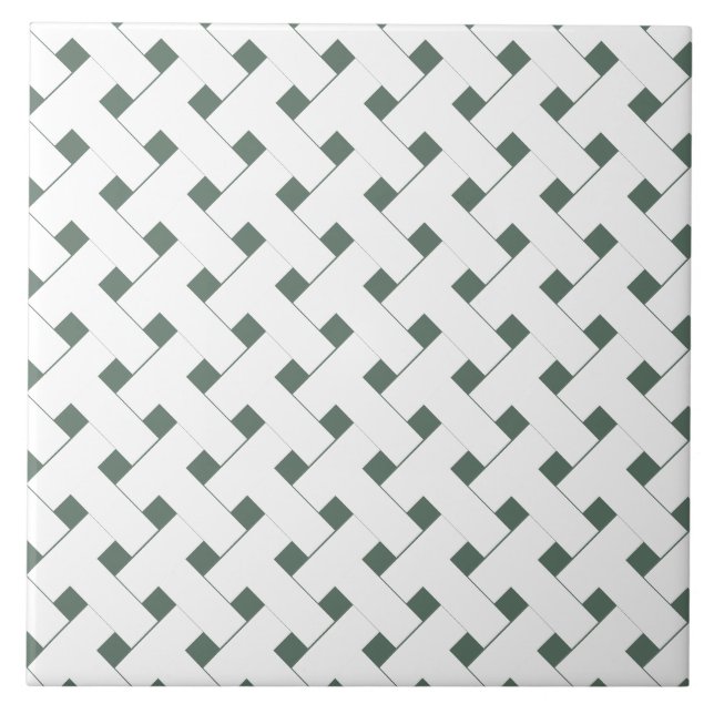 Azulejo De Cerâmica verde-sage treliça geométrica (Frente)