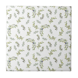 Azulejo De Cerâmica Verde Sálvia Aquarela Padrão Chic Oliva