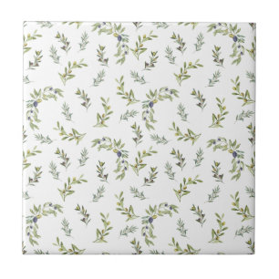 Azulejo De Cerâmica Verde Sálvia Aquarela Padrão Chic Oliva