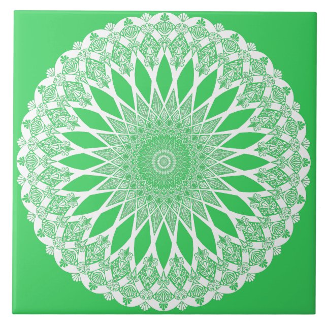 Azulejo De Cerâmica Verdes Tristyns Mandala (Frente)