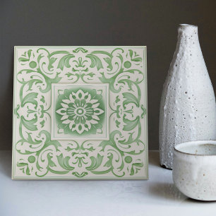 Azulejo De Cerâmica Verdes Vitorianas Repro Art Nouveau