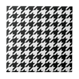 Azulejo De Cerâmica Verificação de houndstooth Clássico Branco Preto