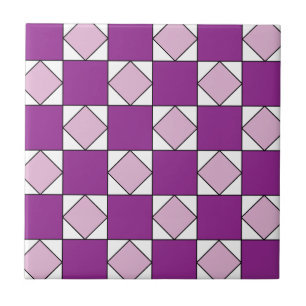 Azulejo De Cerâmica Verificadores de Diamante Púrpura Quadrada
