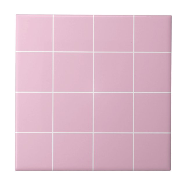 Azulejo De Cerâmica Verificadores Geométricos Minúsculos Rosa Simples (Frente)