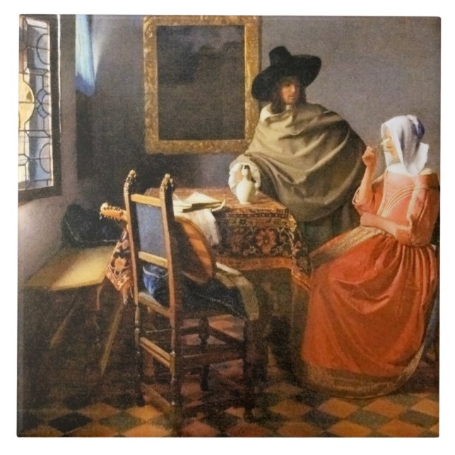 Azulejo De Cerâmica Vermeer - O Vidro do Vinho, (Frente)