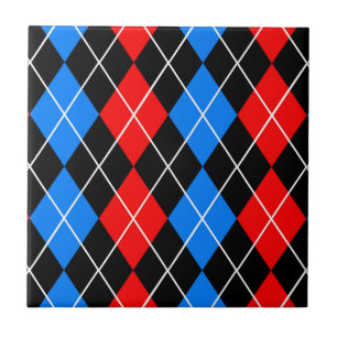 Azulejo De Cerâmica Vermelho Azul Preto Argyle Design de Padrão de Dia