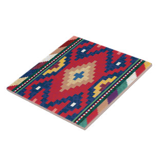 Azulejo De Cerâmica Vermelho Azul Verde Amarelo Branco Quilim Vermelho