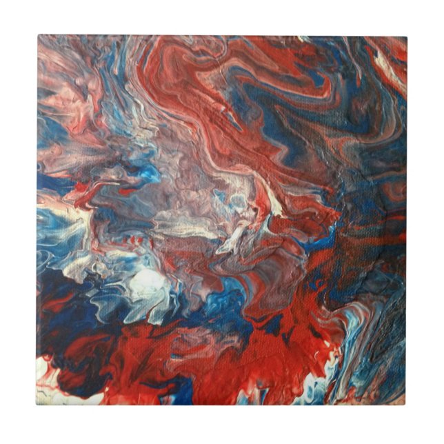 Azulejo De Cerâmica Vermelho, Branco, Azul (Frente)