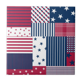 Azulejo De Cerâmica Vermelho, Branco e Azul