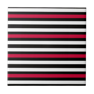 Azulejo De Cerâmica Vermelho de Stripe Preto
