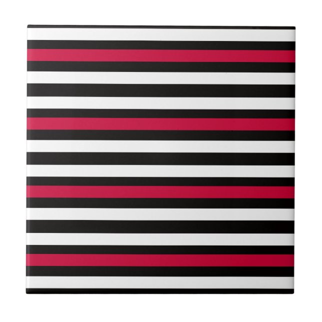 Azulejo De Cerâmica Vermelho de Stripe Preto (Frente)
