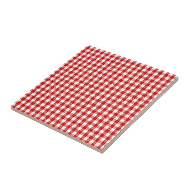 Azulejo De Cerâmica Vermelho e branco Checkered (Lateral)