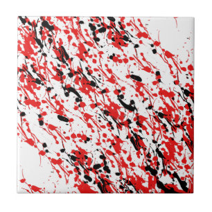 Azulejo De Cerâmica Vermelho e Preto de Arte Lixo