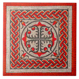 Azulejo De Cerâmica Vermelho escarlate da ilustração mosaica romana