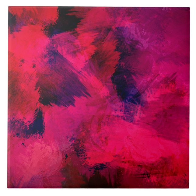 Azulejo De Cerâmica Vermelho escuro e roxo, preto e Abstrato moderno (Frente)