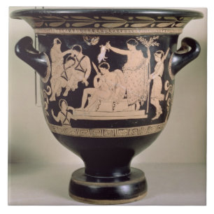 Azulejo De Cerâmica Vermelho-figura krater do sótão que descreve