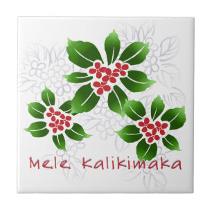 Azulejo De Cerâmica Vermelho havaiano do Natal de Mele Kalikimaka do