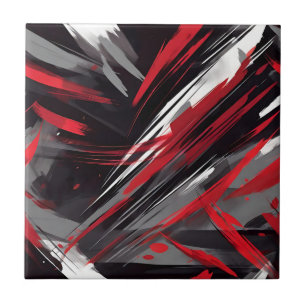 Azulejo De Cerâmica Vermelho Negrito E Dinâmico De Cinzas